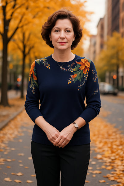 Alannah - Elegant Floral Knit Jumper